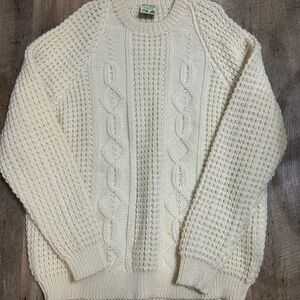 Vintage Irish Wool Cream Cable Knit Sweater
